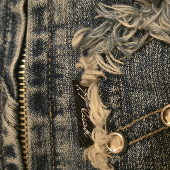 *RARE* Platinum Plush Edgy Blue Denim Patchwork Dress Sz M - Picture 12 of 16